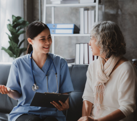 Nurse woman and senior woman