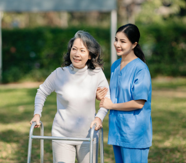 Senior woman and nurse woman