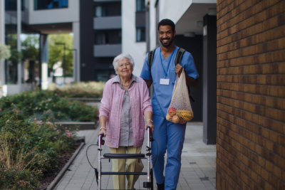 Senior woman and nurse